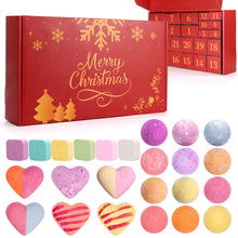 Load image into Gallery viewer, Bath Bomb Countdown Calendar with 24 Individually Wrapped Bath Bombs in 14 Scents and a Red Christmas Gift Box