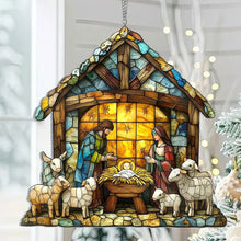 Load image into Gallery viewer, Colorful Nativity Scene Suncatcher with 4 Inch Size for Windows and Holiday Displays