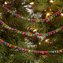 Load image into Gallery viewer, Multicolor Miniature Bell Garland on a Gold Bead Strand for Mantels and Trees, 60 Inches