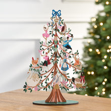 Load image into Gallery viewer, Wooden Tabletop Christmas Tree Decor with Painted and Glittered 12 Days of Christmas Artwork