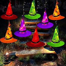 Load image into Gallery viewer, Hanging Witch Hat String Lights with 8 Glowing Hats and 8 Light Modes
