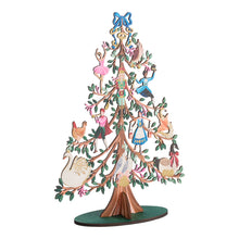 Load image into Gallery viewer, Wooden Tabletop Christmas Tree Decor with Painted and Glittered 12 Days of Christmas Artwork