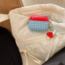 Load image into Gallery viewer, Red and Blue Checkered Cute Mushroom Pendant AirPods Case