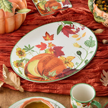 Load image into Gallery viewer, Oval Serving Platter with Pumpkin and Floral Design 16x12 Inch for Fall Gatherings