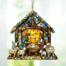 Load image into Gallery viewer, Colorful Nativity Scene Suncatcher with 4 Inch Size for Windows and Holiday Displays