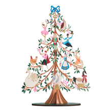 Load image into Gallery viewer, Wooden Tabletop Christmas Tree Decor with Painted and Glittered 12 Days of Christmas Artwork