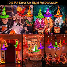 Load image into Gallery viewer, Hanging Witch Hat String Lights with 8 Glowing Hats and 8 Light Modes