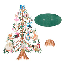 Load image into Gallery viewer, Wooden Tabletop Christmas Tree Decor with Painted and Glittered 12 Days of Christmas Artwork