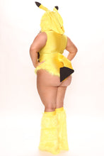 Load image into Gallery viewer, Yellow Hooded Bodysuit Costume Set with Lightning Bolt Tail and Furry Boot Covers
