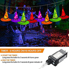 Load image into Gallery viewer, Hanging Witch Hat String Lights with 8 Glowing Hats and 8 Light Modes