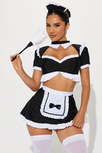 Load image into Gallery viewer, Womens French Maid Costume Set with Lace Trim Top and Apron Skirt