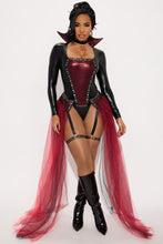 Load image into Gallery viewer, Womens Vampire Queen Costume Set with Attached Skirt Romper