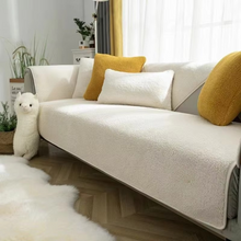 Load image into Gallery viewer, Plush Lamb Wool Sofa Cover, Soft Non Slip Cushion Protector for Modern Living Rooms