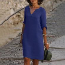 Load image into Gallery viewer, Three-quarter sleeve dress with a V-neck