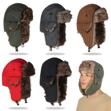 Load image into Gallery viewer, Warm Fur Lined Earflap Winter Hat for Cold Weather