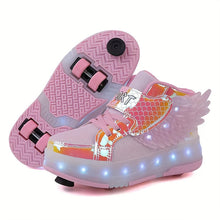 Load image into Gallery viewer, Light-Up Roller Skates Sneakers with Wings, USB Rechargeable