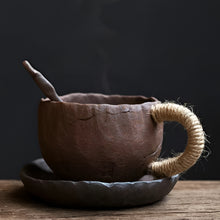 Load image into Gallery viewer, Handmade Thick Ceramic Coffee Mug with Lid and Spoon