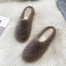 Load image into Gallery viewer, Women's Winter Wool Slippers with Curly Sheep Fur and Cozy Cotton Lining