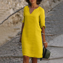 Load image into Gallery viewer, Three-quarter sleeve dress with a V-neck