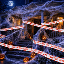 Load image into Gallery viewer, Halloween Spider Web Cobweb Set with 40 Fake Spiders in Six Coverage Sizes