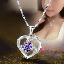 Load image into Gallery viewer, Crystal Heart Necklace - 925 Sterling Silver Pendant CZ Crystal