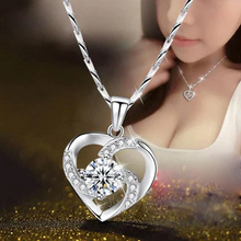 Load image into Gallery viewer, Crystal Heart Necklace - 925 Sterling Silver Pendant CZ Crystal