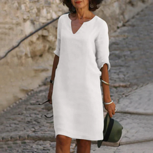 Load image into Gallery viewer, Three-quarter sleeve dress with a V-neck