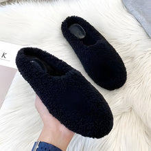 Load image into Gallery viewer, Women's Winter Wool Slippers with Curly Sheep Fur and Cozy Cotton Lining