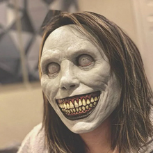 Load image into Gallery viewer, Creepy Smiling Face Evil Mask - Creepy White Eyed Demon Smiling Mask
