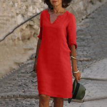 Load image into Gallery viewer, Three-quarter sleeve dress with a V-neck
