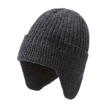 Load image into Gallery viewer, Knitted Winter Hat With Fleece Lining and Ear Covers