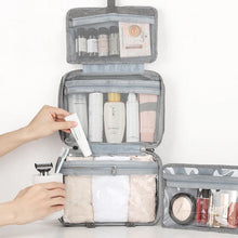 Load image into Gallery viewer, Travel Organizer for Cosmetics, Compact Water-Resistant Toiletry Bag with 4 Compartments and 360° Hook