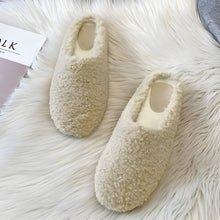 Load image into Gallery viewer, Women's Winter Wool Slippers with Curly Sheep Fur and Cozy Cotton Lining