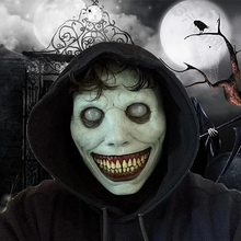 Load image into Gallery viewer, Creepy Smiling Face Evil Mask - Creepy White Eyed Demon Smiling Mask