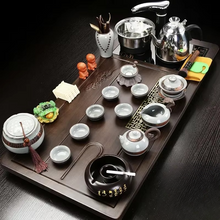 Load image into Gallery viewer, Solid Wood Tea Tray and Purple Sand Kung Fu Tea Set