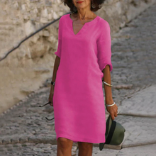 Load image into Gallery viewer, Three-quarter sleeve dress with a V-neck