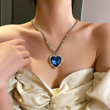 Load image into Gallery viewer, Crystal Heart Necklace - Titanium Pendant Rhinestone Necklace Titanic