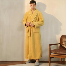 Load image into Gallery viewer, Sherpa Comfort Bathrobe Coral Fleece Flannel Robe