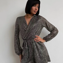 Load image into Gallery viewer, Sequin long-sleeved one-piece suit