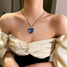 Load image into Gallery viewer, Crystal Heart Necklace - Titanium Pendant Rhinestone Necklace Titanic