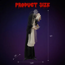 Load image into Gallery viewer, 5FT Animated Halloween Figure with Motion Sensor and Red LED Eyes, Candy Tray