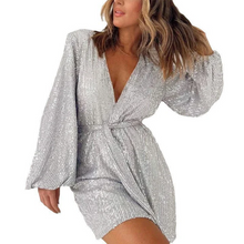 Load image into Gallery viewer, Sequin long-sleeved one-piece suit
