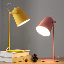 Load image into Gallery viewer, Nordic Macaron Color Creative Iron Bucket Design Light Table Lamp