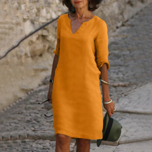 Load image into Gallery viewer, Three-quarter sleeve dress with a V-neck