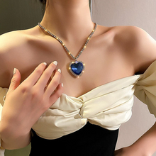 Load image into Gallery viewer, Crystal Heart Necklace - Titanium Pendant Rhinestone Necklace Titanic