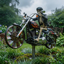 Load image into Gallery viewer, Motorrad-Windrad mit Skelett-Fahrer für Garten - Zorenza