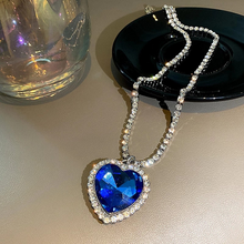 Load image into Gallery viewer, Crystal Heart Necklace - Titanium Pendant Rhinestone Necklace Titanic