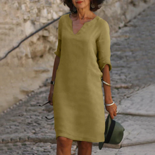 Load image into Gallery viewer, Three-quarter sleeve dress with a V-neck