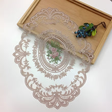 Load image into Gallery viewer, Elegant Embroidered Lace Round Tablecloth with Matching Napkins and Coasters for Dining and Events