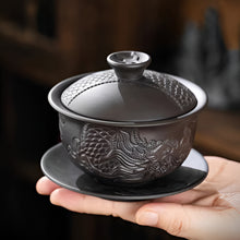 Load image into Gallery viewer, Purple Clay Dragon Relief Handmade Teapot for Traditional Tea Ceremony